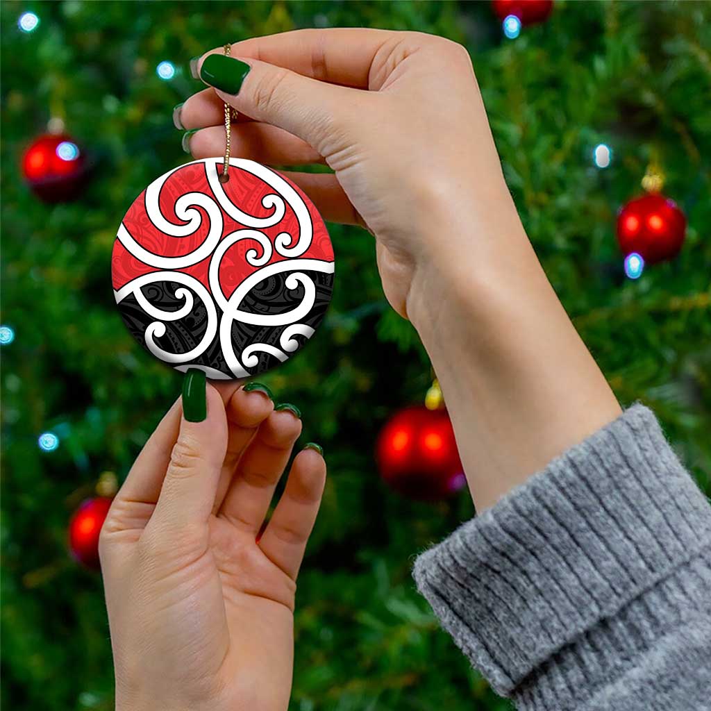 New Zealand Ceramic Ornament Maori Koru Tino Rangatiratanga Color - Polynesian Pride