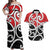New Zealand Couples Matching Off Shoulder Maxi Dress and Hawaiian Shirt Maori Koru Tino Rangatiratanga Color - Polynesian Pride