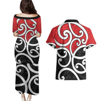 New Zealand Couples Matching Puletasi and Hawaiian Shirt Maori Koru Tino Rangatiratanga Color LT14 - Polynesian Pride