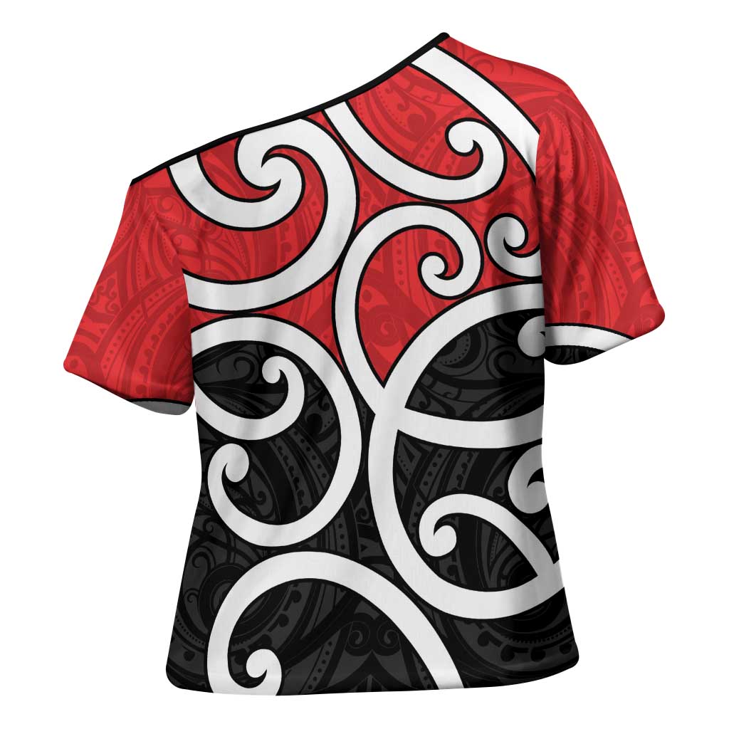 New Zealand Cross Shoulder Shirt Maori Koru Tino Rangatiratanga Color - Polynesian Pride