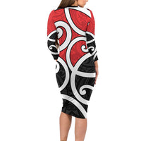 New Zealand Family Matching Long Sleeve Bodycon Dress and Hawaiian Shirt Maori Koru Tino Rangatiratanga Color LT14 - Polynesian Pride