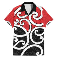 New Zealand Family Matching Mermaid Dress and Hawaiian Shirt Maori Koru Tino Rangatiratanga Color LT14 Dad's Shirt - Short Sleeve Red - Polynesian Pride