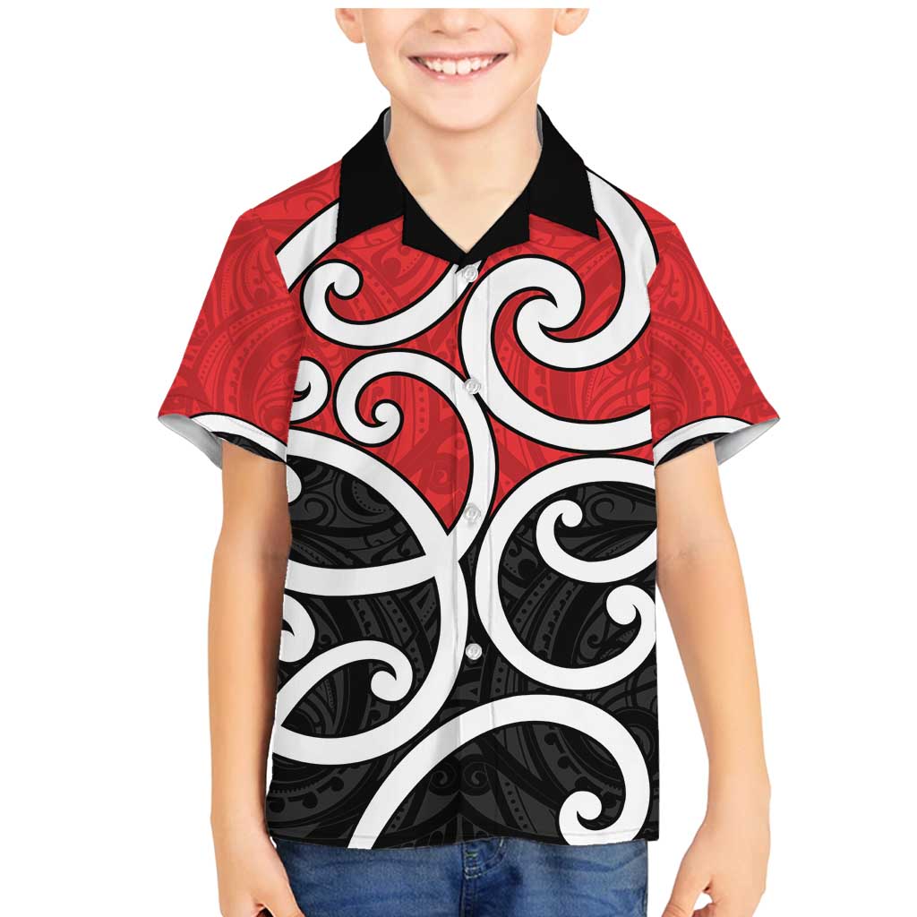 New Zealand Family Matching Mermaid Dress and Hawaiian Shirt Maori Koru Tino Rangatiratanga Color LT14 Son's Shirt Red - Polynesian Pride