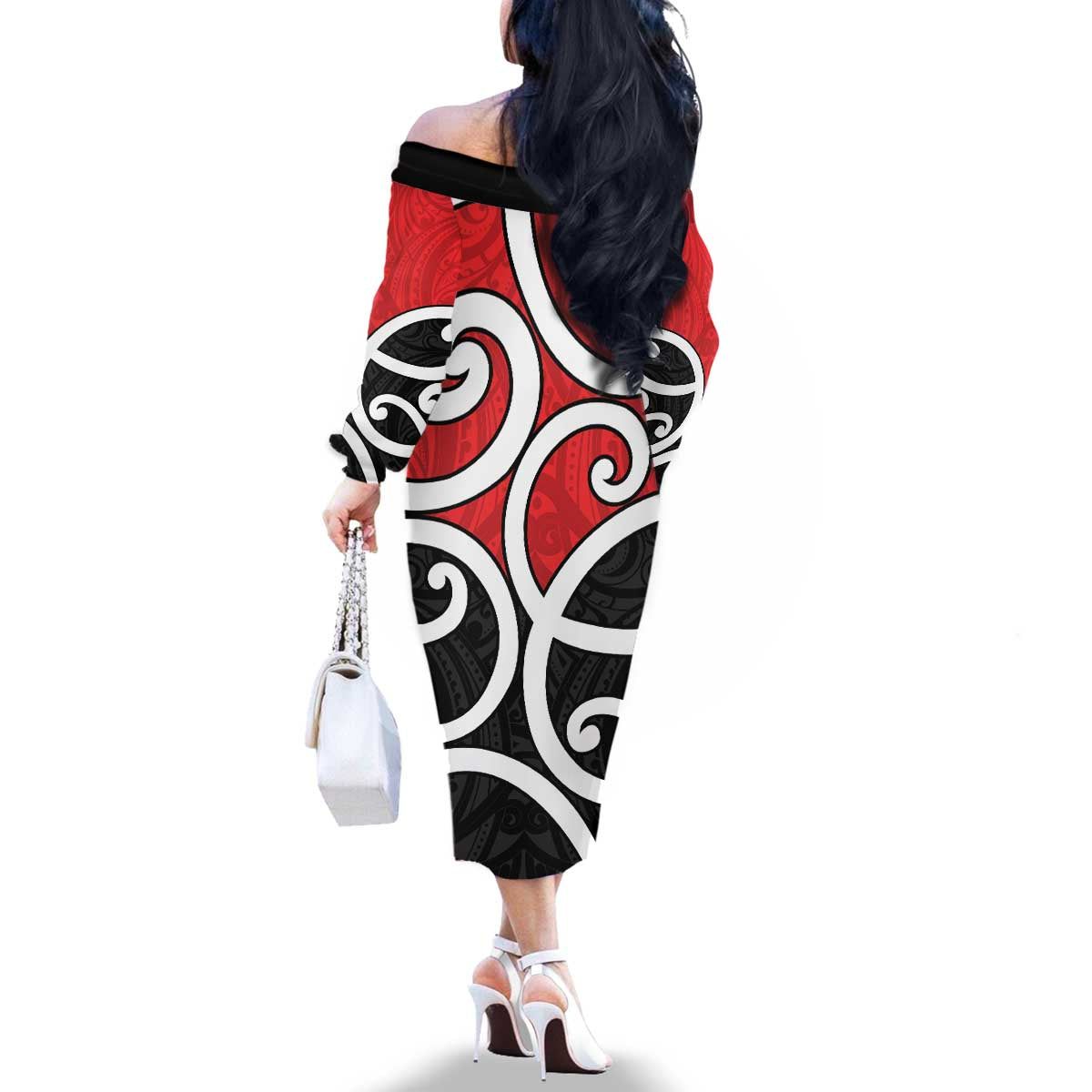 New Zealand Family Matching Off The Shoulder Long Sleeve Dress and Hawaiian Shirt Maori Koru Tino Rangatiratanga Color - Polynesian Pride