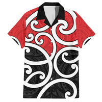 New Zealand Family Matching Off Shoulder Maxi Dress and Hawaiian Shirt Maori Koru Tino Rangatiratanga Color LT14 Dad's Shirt - Short Sleeve Red - Polynesian Pride