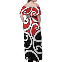 New Zealand Family Matching Off Shoulder Maxi Dress and Hawaiian Shirt Maori Koru Tino Rangatiratanga Color LT14 - Polynesian Pride