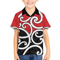 New Zealand Family Matching Off Shoulder Short Dress and Hawaiian Shirt Maori Koru Tino Rangatiratanga Color LT14 Son's Shirt Red - Polynesian Pride