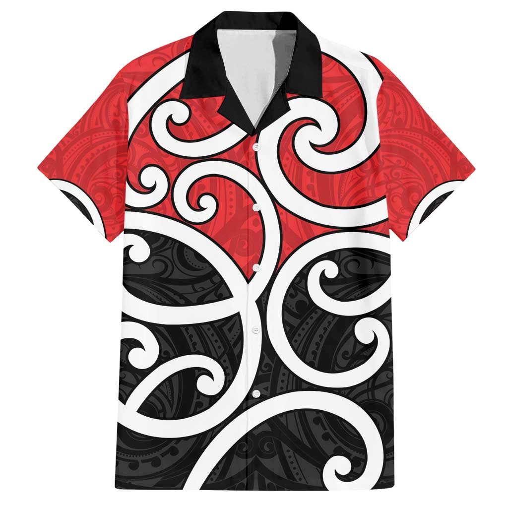 New Zealand Family Matching Tank Maxi Dress and Hawaiian Shirt Maori Koru Tino Rangatiratanga Color LT14 Dad's Shirt - Short Sleeve Red - Polynesian Pride