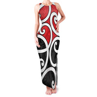 New Zealand Family Matching Tank Maxi Dress and Hawaiian Shirt Maori Koru Tino Rangatiratanga Color LT14 Mom's Dress Red - Polynesian Pride