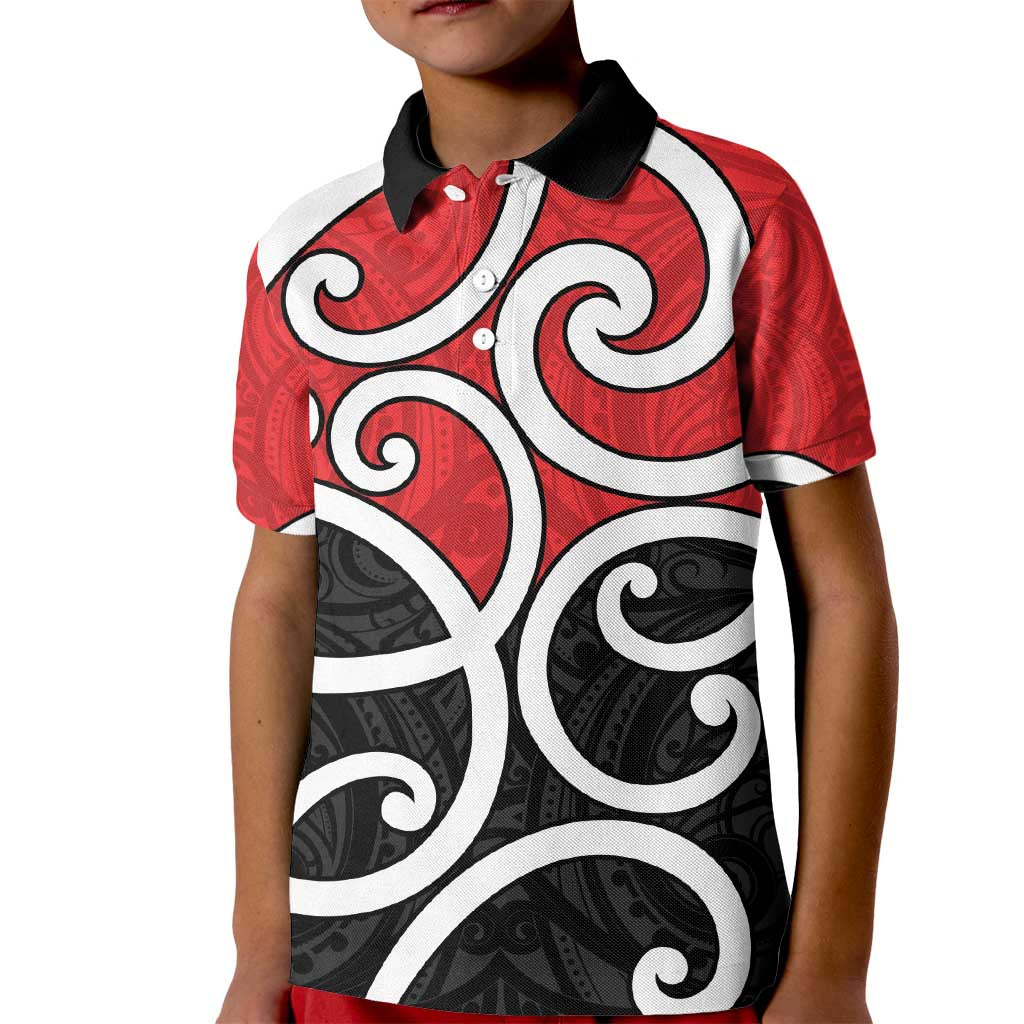 New Zealand Kid Polo Shirt Maori Koru Tino Rangatiratanga Color LT14 Kid Red - Polynesian Pride