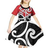New Zealand Kid Short Sleeve Dress Maori Koru Tino Rangatiratanga Color LT14 - Polynesian Pride
