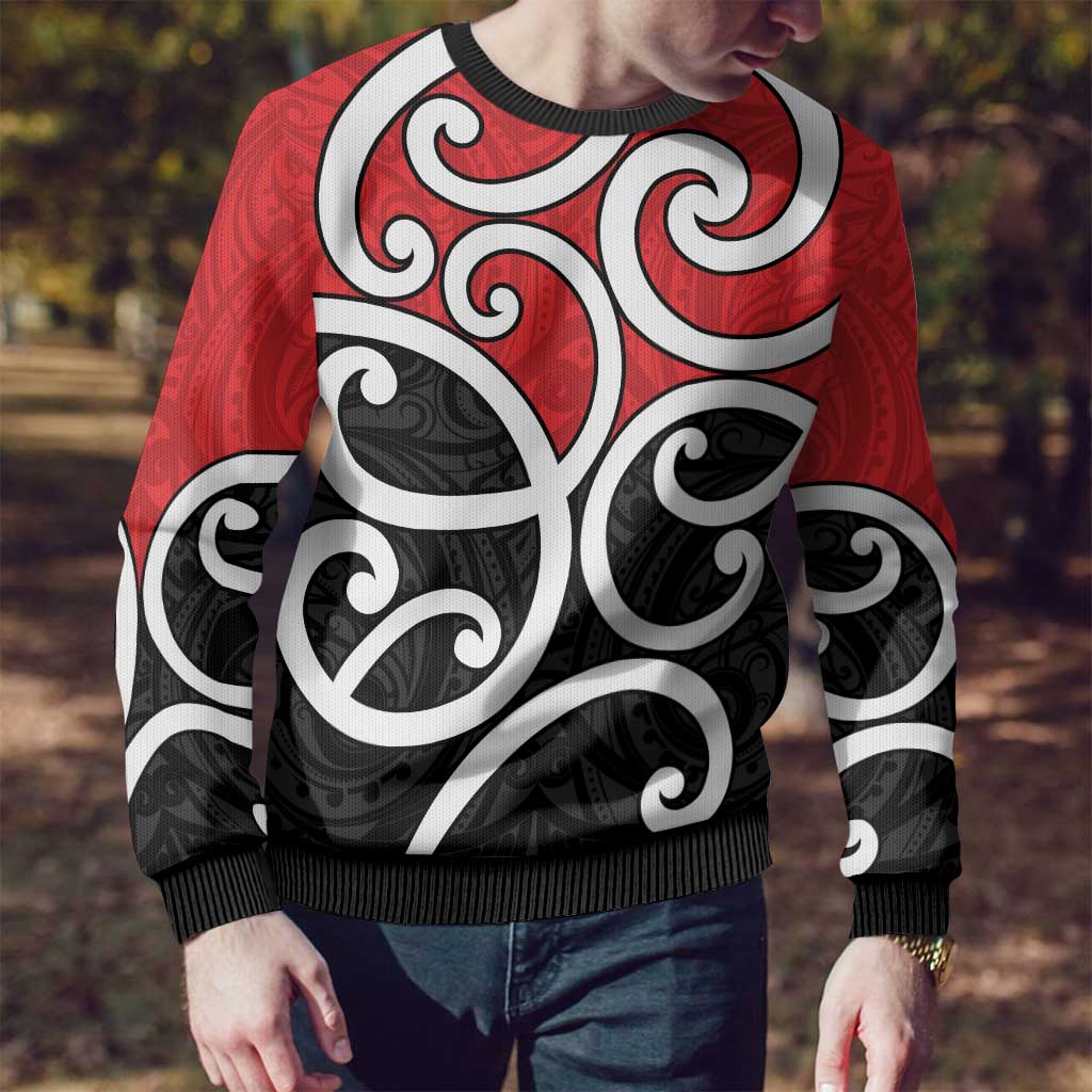 New Zealand Ugly Christmas Sweater Maori Koru Tino Rangatiratanga Color - Polynesian Pride