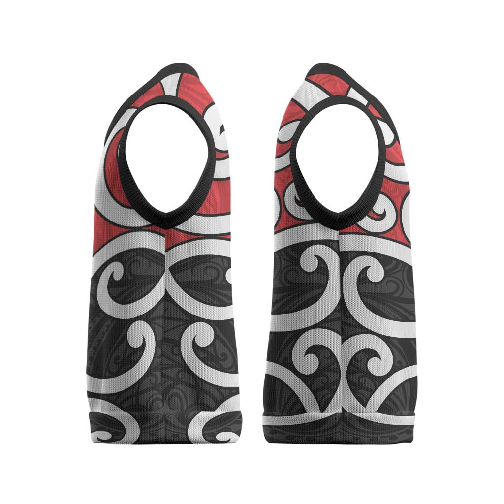 New Zealand Christmas Knitted V-Neck Vest Maori Koru Tino Rangatiratanga Color LT14 - Polynesian Pride