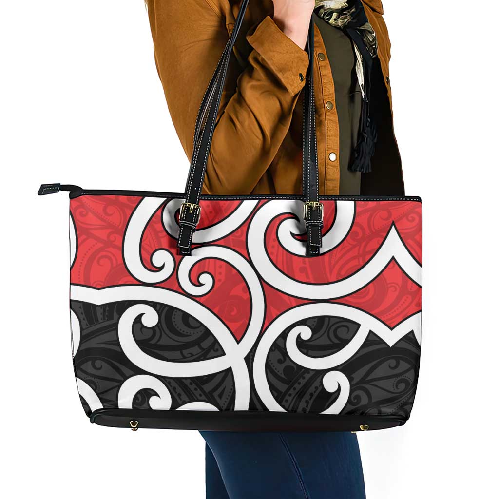 New Zealand Leather Tote Bag Maori Koru Tino Rangatiratanga Color - Polynesian Pride