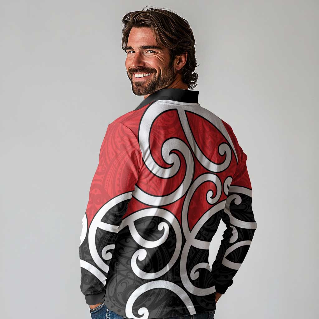 New Zealand Long Sleeve Polo Shirt Maori Koru Tino Rangatiratanga Color LT14 - Polynesian Pride