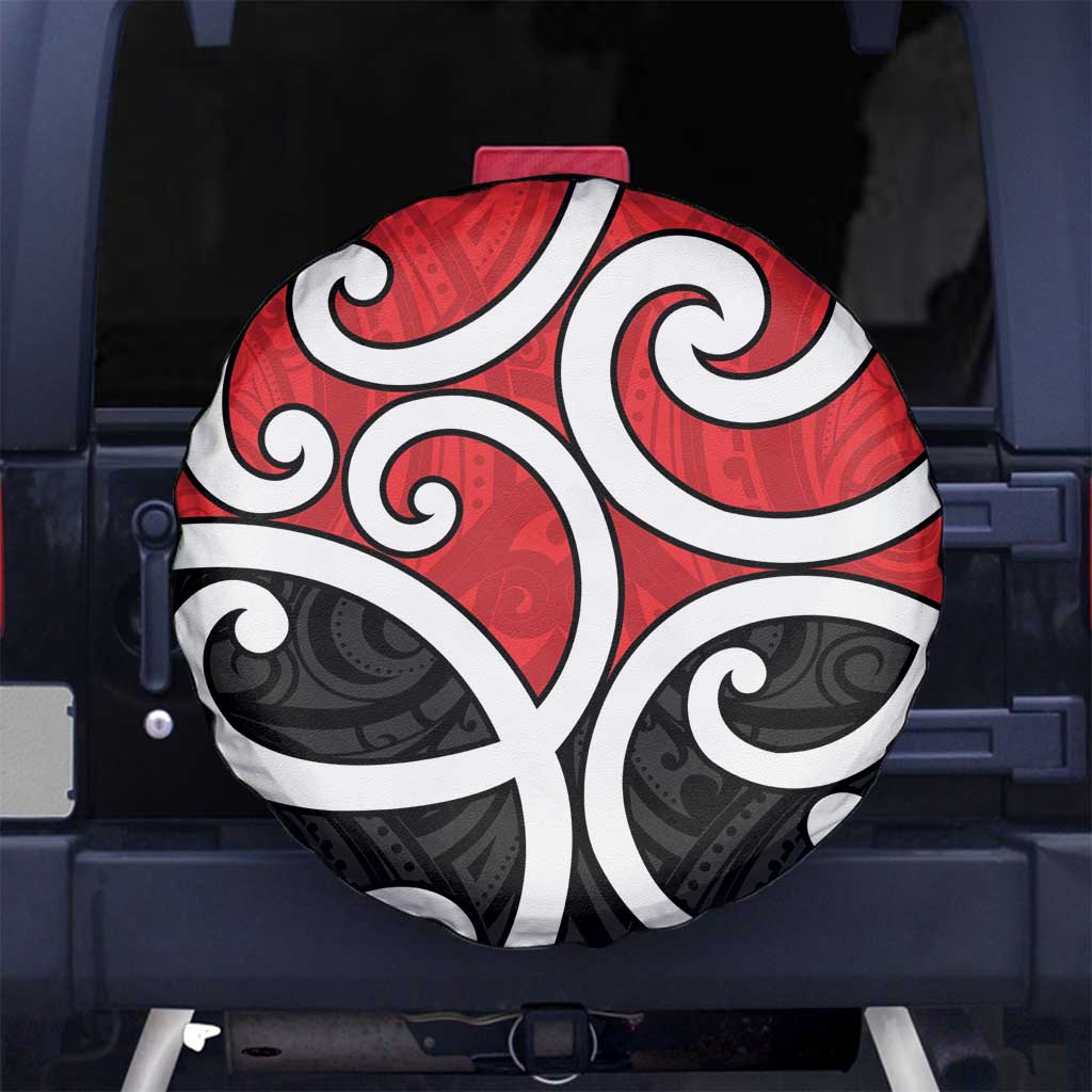 New Zealand Spare Tire Cover Maori Koru Tino Rangatiratanga Color LT14 No hole Red - Polynesian Pride