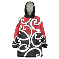 New Zealand Wearable Blanket Hoodie Maori Koru Tino Rangatiratanga Color LT14 One Size Red - Polynesian Pride