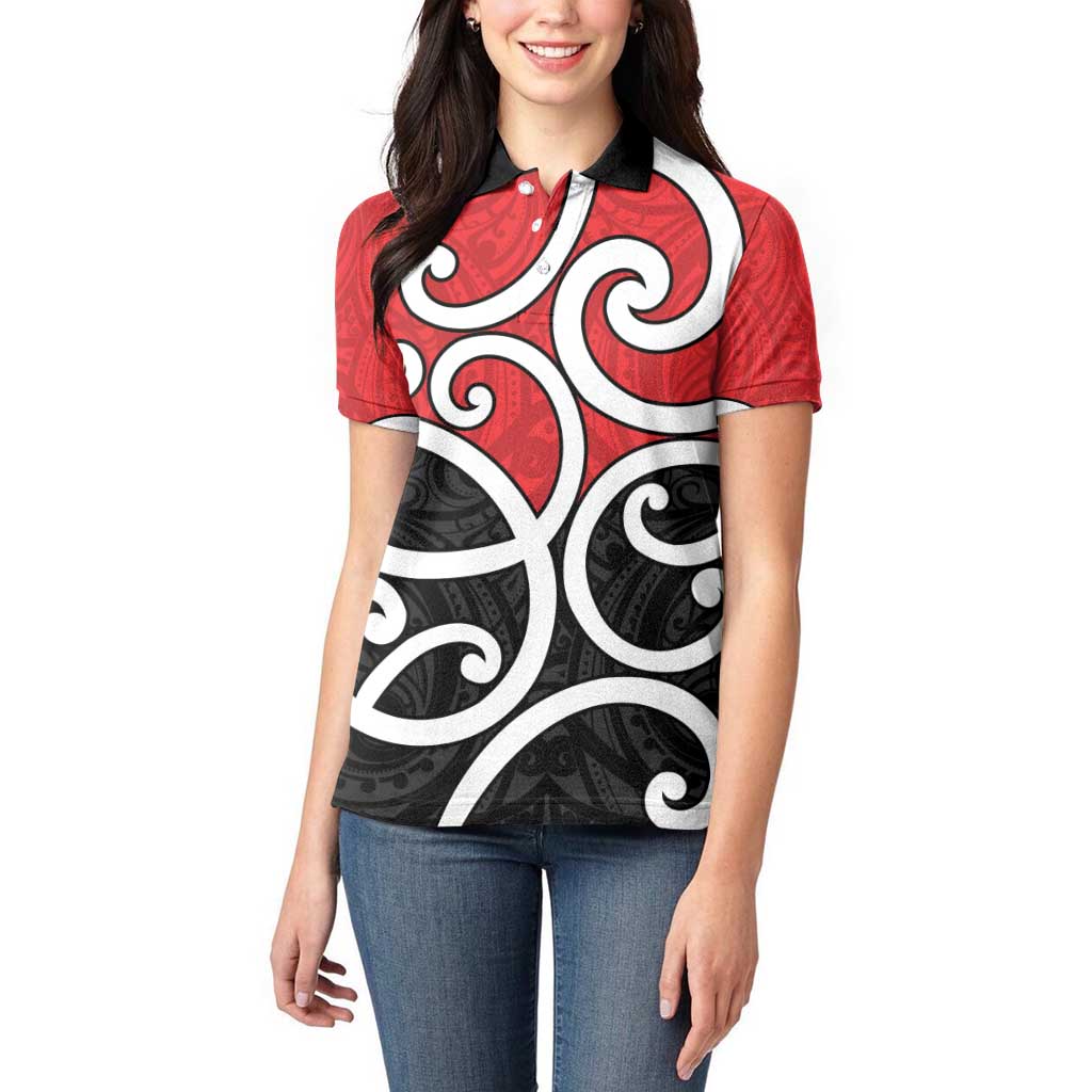 New Zealand Women Polo Shirt Maori Koru Tino Rangatiratanga Color LT14 - Polynesian Pride