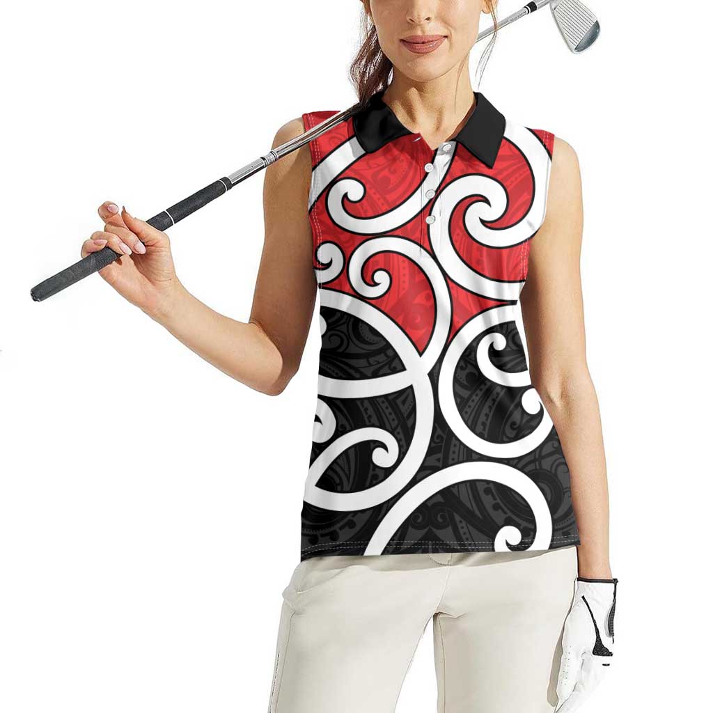New Zealand Women Sleeveless Polo Shirt Maori Koru Tino Rangatiratanga Color LT14 - Polynesian Pride