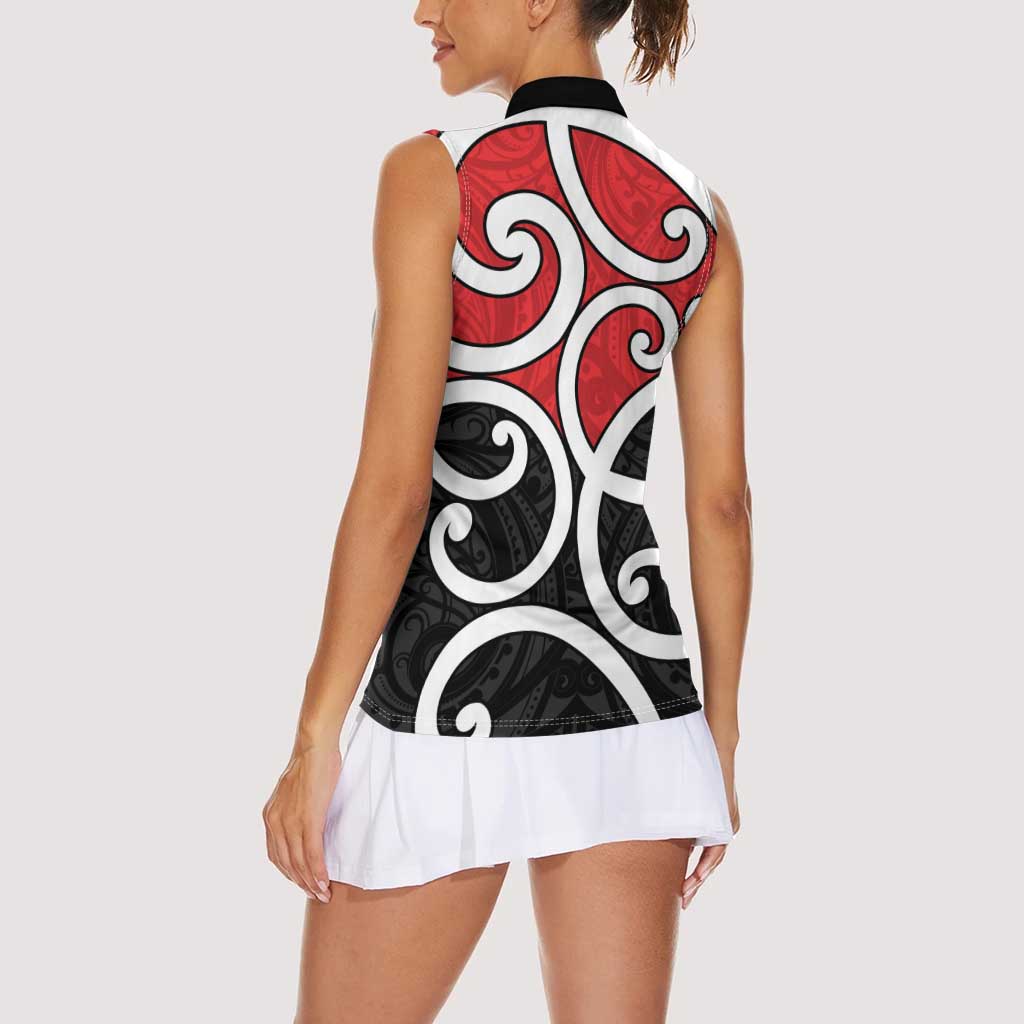 New Zealand Women Sleeveless Polo Shirt Maori Koru Tino Rangatiratanga Color LT14 - Polynesian Pride