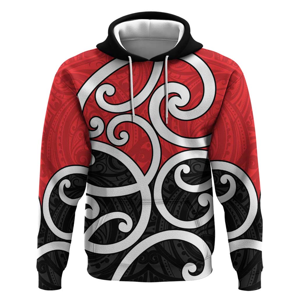 New Zealand Zip Hoodie Maori Koru Tino Rangatiratanga Color LT14 Pullover Hoodie Red - Polynesian Pride
