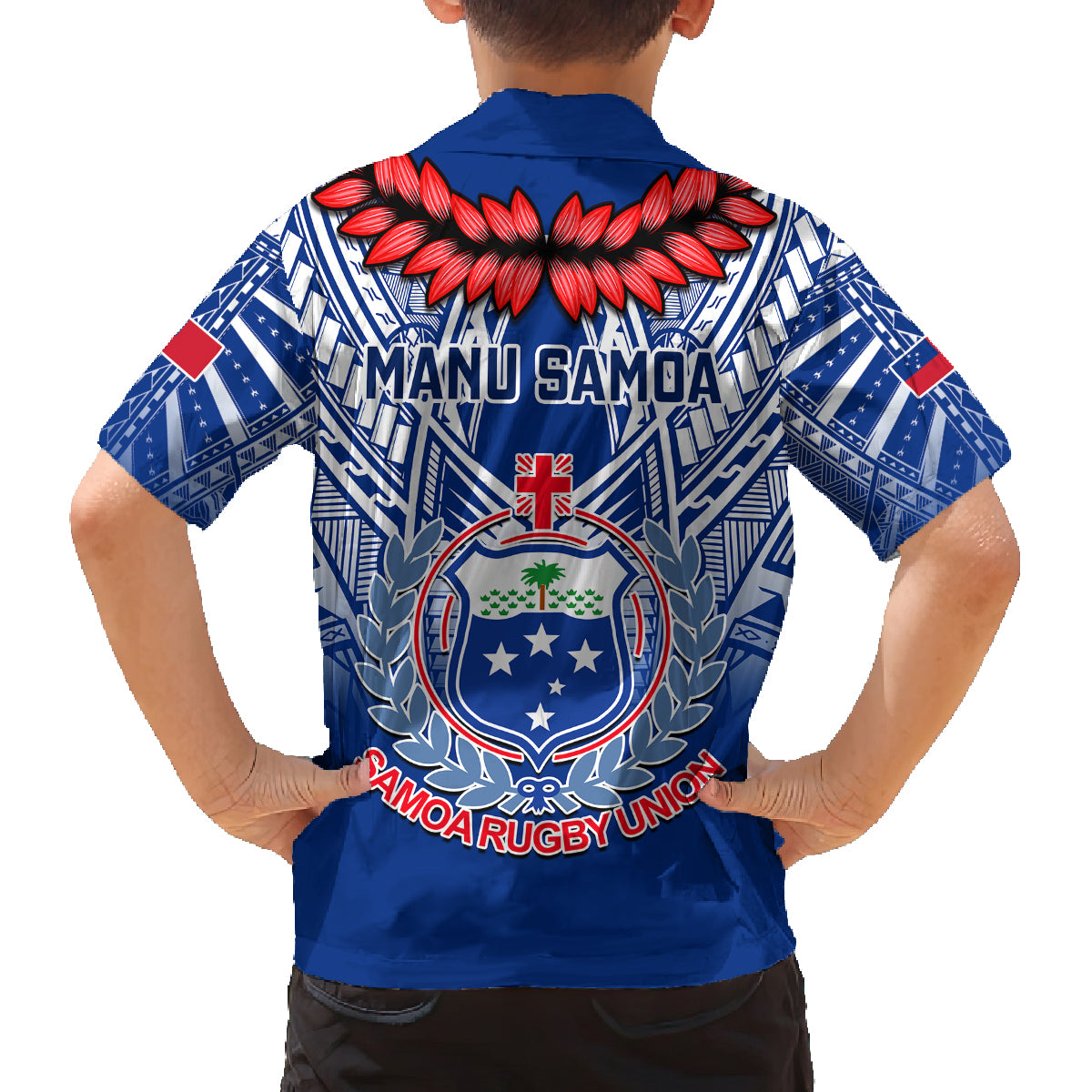 Samoa Rugby Family Matching Long Sleeve Bodycon Dress and Hawaiian Shirt 2023 Go Manu Samoa With Ula Fala Style LT14 - Polynesian Pride