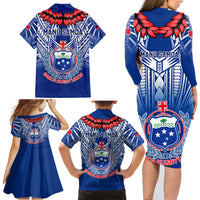Samoa Rugby Family Matching Long Sleeve Bodycon Dress and Hawaiian Shirt 2023 Go Manu Samoa With Ula Fala Style LT14 - Polynesian Pride