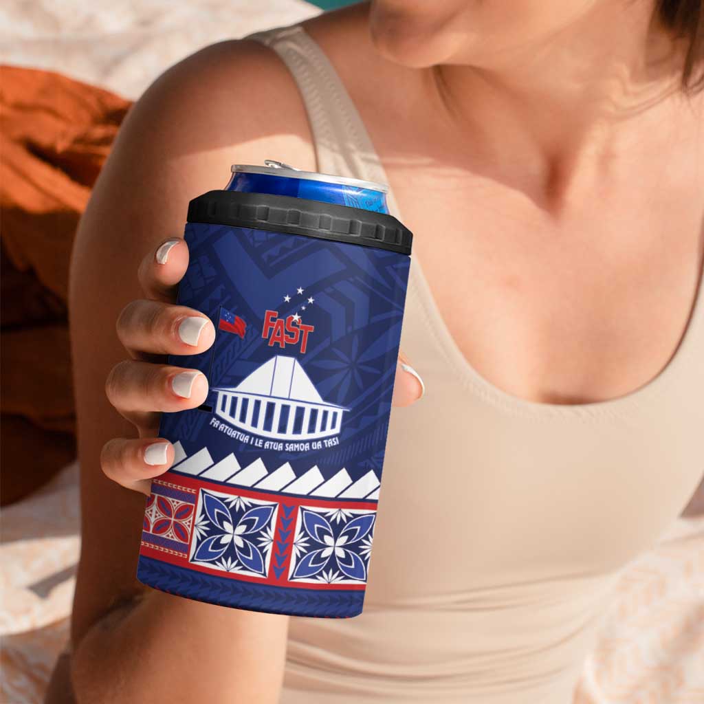 Personalised FAST Samoa Siapo 4 in 1 Can Cooler Tumbler Teuila Flowers Samoan Pattern - Polynesian Pride