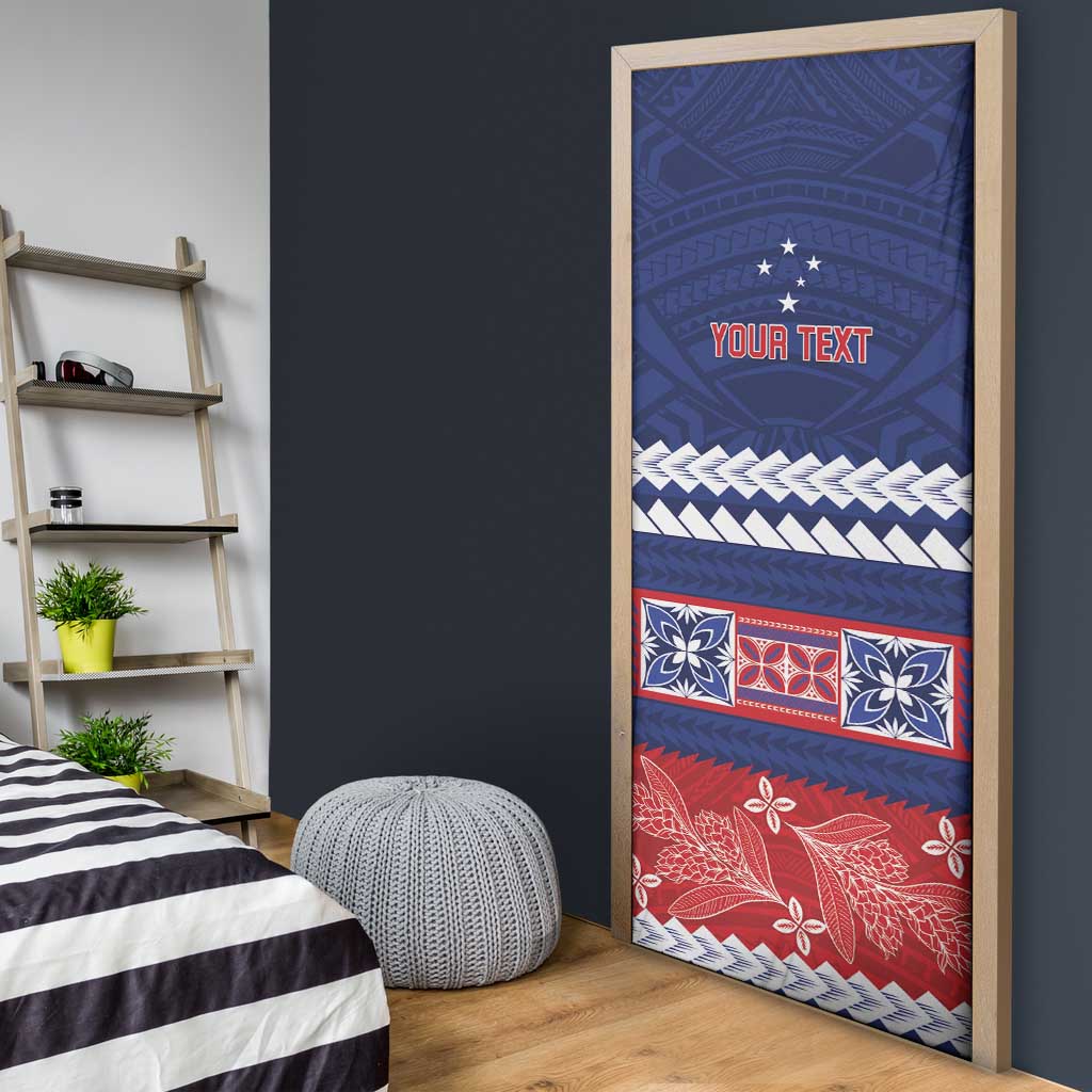 Personalised FAST Samoa Siapo Door Cover Teuila Flowers Samoan Pattern - Polynesian Pride