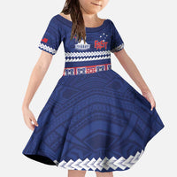 Personalised FAST Samoa Siapo Family Matching Off The Shoulder Long Sleeve Dress and Hawaiian Shirt Teuila Flowers Samoan Pattern - Polynesian Pride