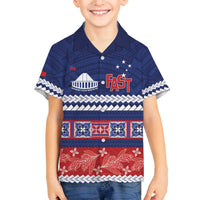 Personalised FAST Samoa Siapo Family Matching Off The Shoulder Long Sleeve Dress and Hawaiian Shirt Teuila Flowers Samoan Pattern - Polynesian Pride