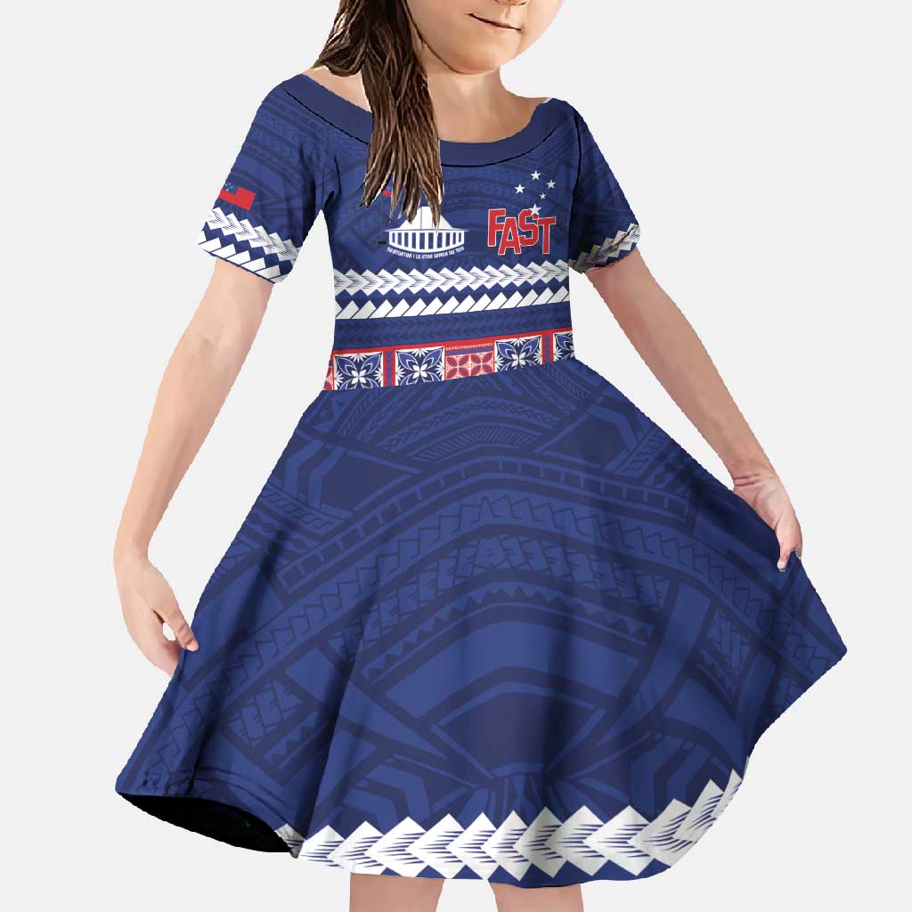 Personalised FAST Samoa Siapo Family Matching Off Shoulder Maxi Dress and Hawaiian Shirt Teuila Flowers Samoan Pattern - Polynesian Pride