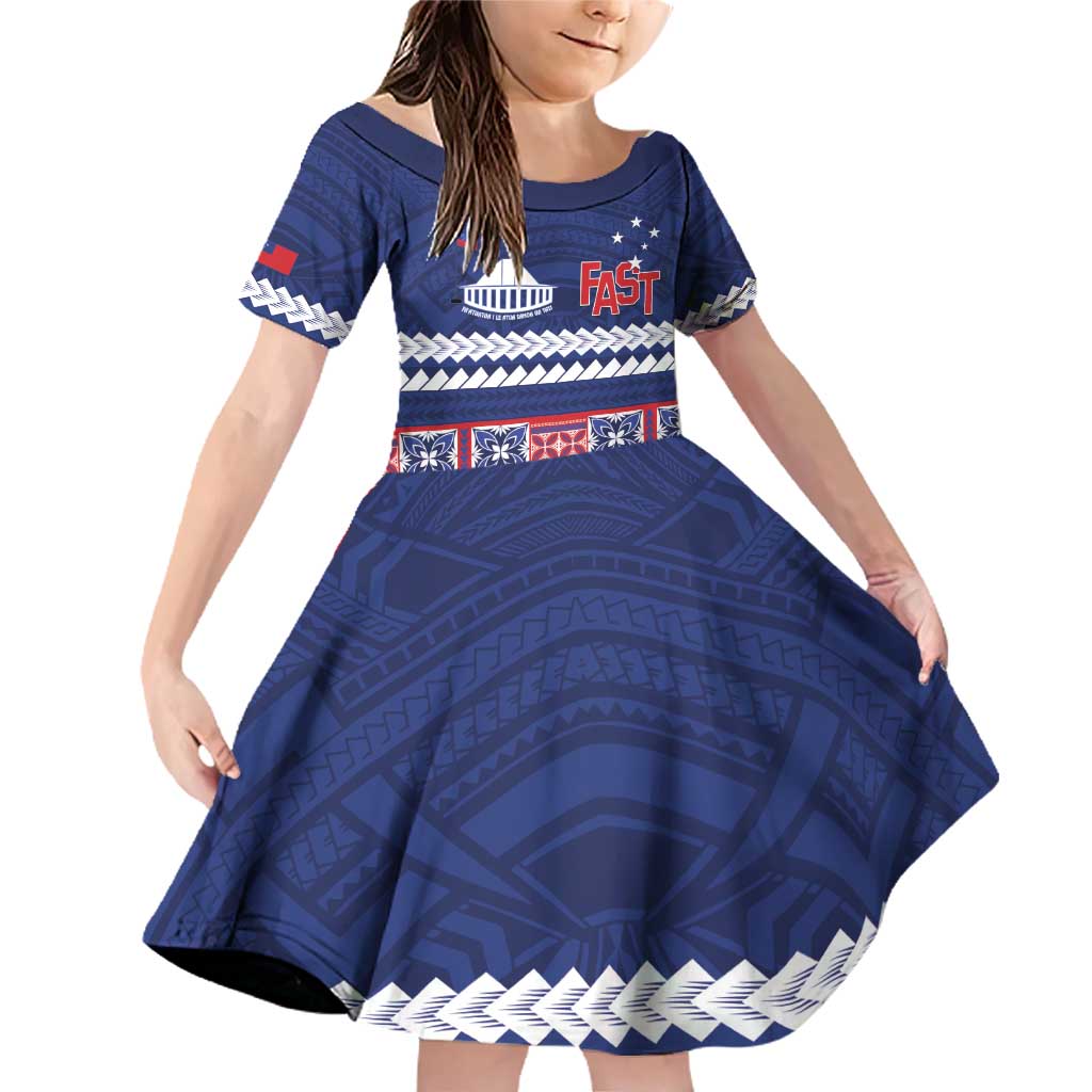Personalised FAST Samoa Siapo Family Matching Off Shoulder Short Dress and Hawaiian Shirt Teuila Flowers Samoan Pattern - Polynesian Pride
