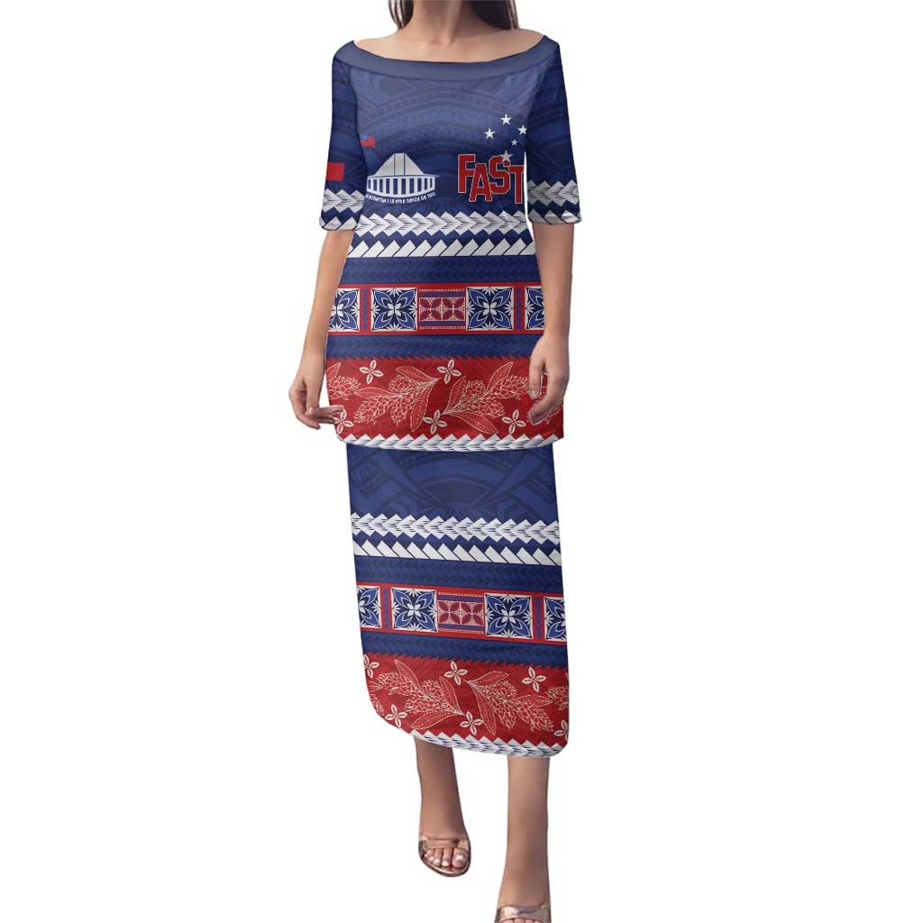 Personalised FAST Samoa Siapo Family Matching Puletasi and Hawaiian Shirt Teuila Flowers Samoan Pattern - Polynesian Pride