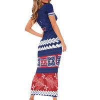 Personalised FAST Samoa Siapo Family Matching Short Sleeve Bodycon Dress and Hawaiian Shirt Teuila Flowers Samoan Pattern - Polynesian Pride