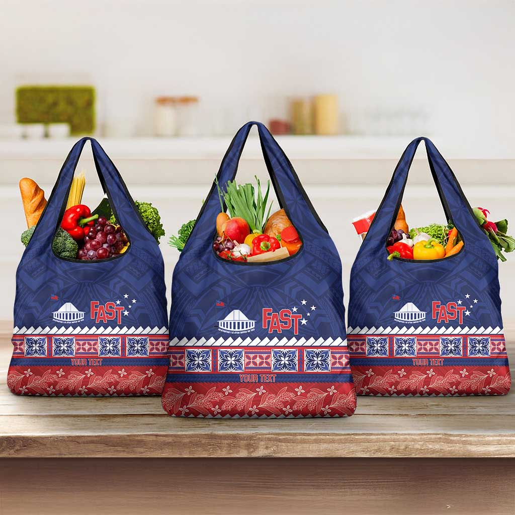 Personalised FAST Samoa Siapo Grocery Bag Teuila Flowers Samoan Pattern - Polynesian Pride