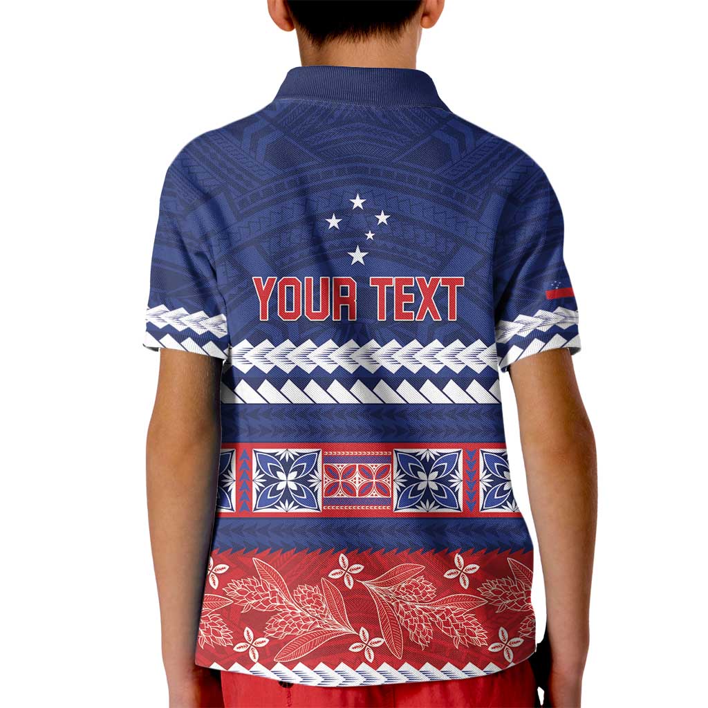 Personalised FAST Samoa Siapo Kid Polo Shirt Teuila Flowers Samoan Pattern - Polynesian Pride