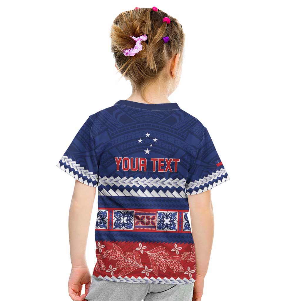 Personalised FAST Samoa Siapo Kid T Shirt Teuila Flowers Samoan Pattern - Polynesian Pride