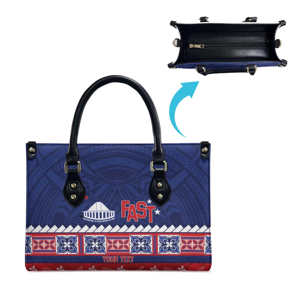 Personalised FAST Samoa Siapo Leather Bag Teuila Flowers Samoan Pattern - Polynesian Pride