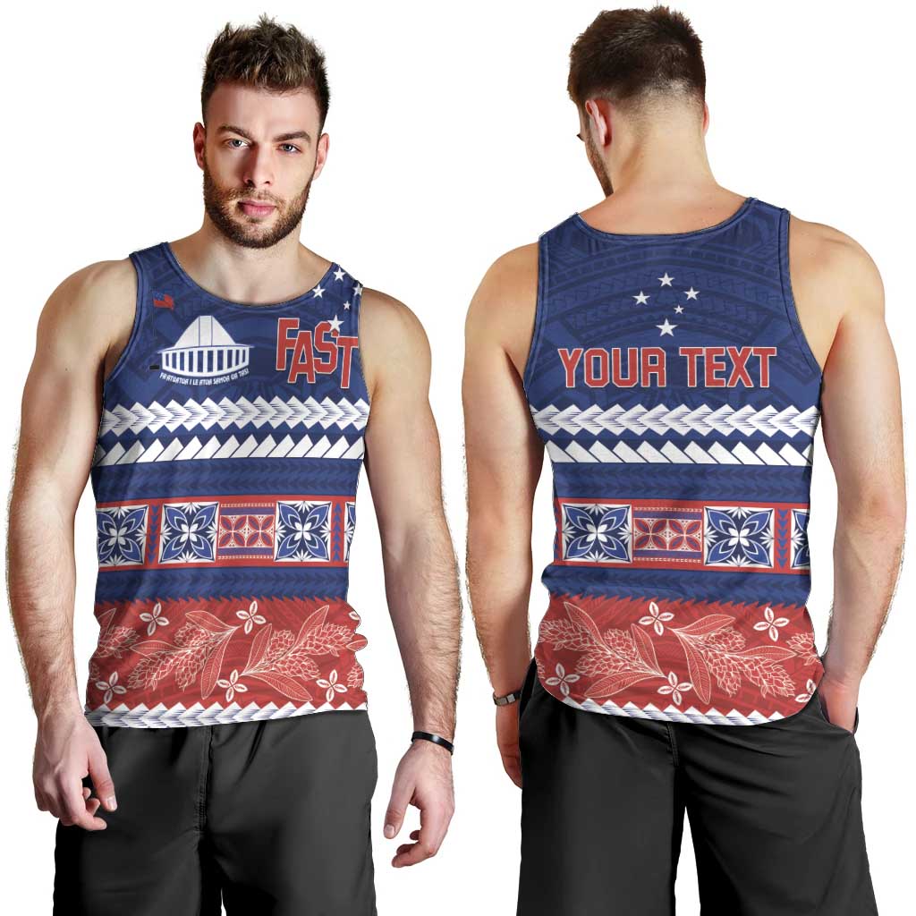 Personalised FAST Samoa Siapo Men Tank Top Teuila Flowers Samoan Pattern - Polynesian Pride