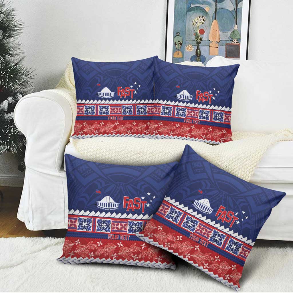 Personalised FAST Samoa Siapo Pillow Cover Teuila Flowers Samoan Pattern - Polynesian Pride