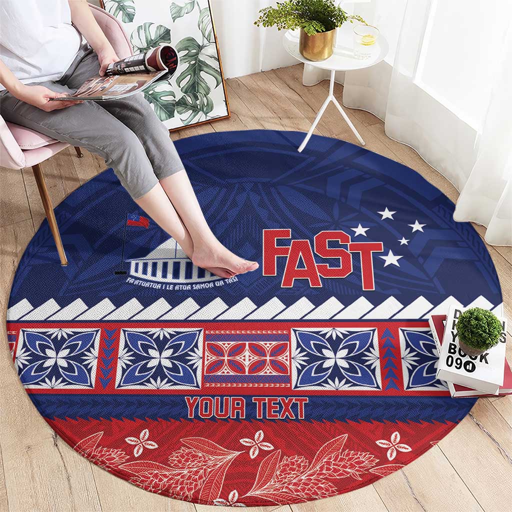 Personalised FAST Samoa Siapo Round Carpet Teuila Flowers Samoan Pattern - Polynesian Pride