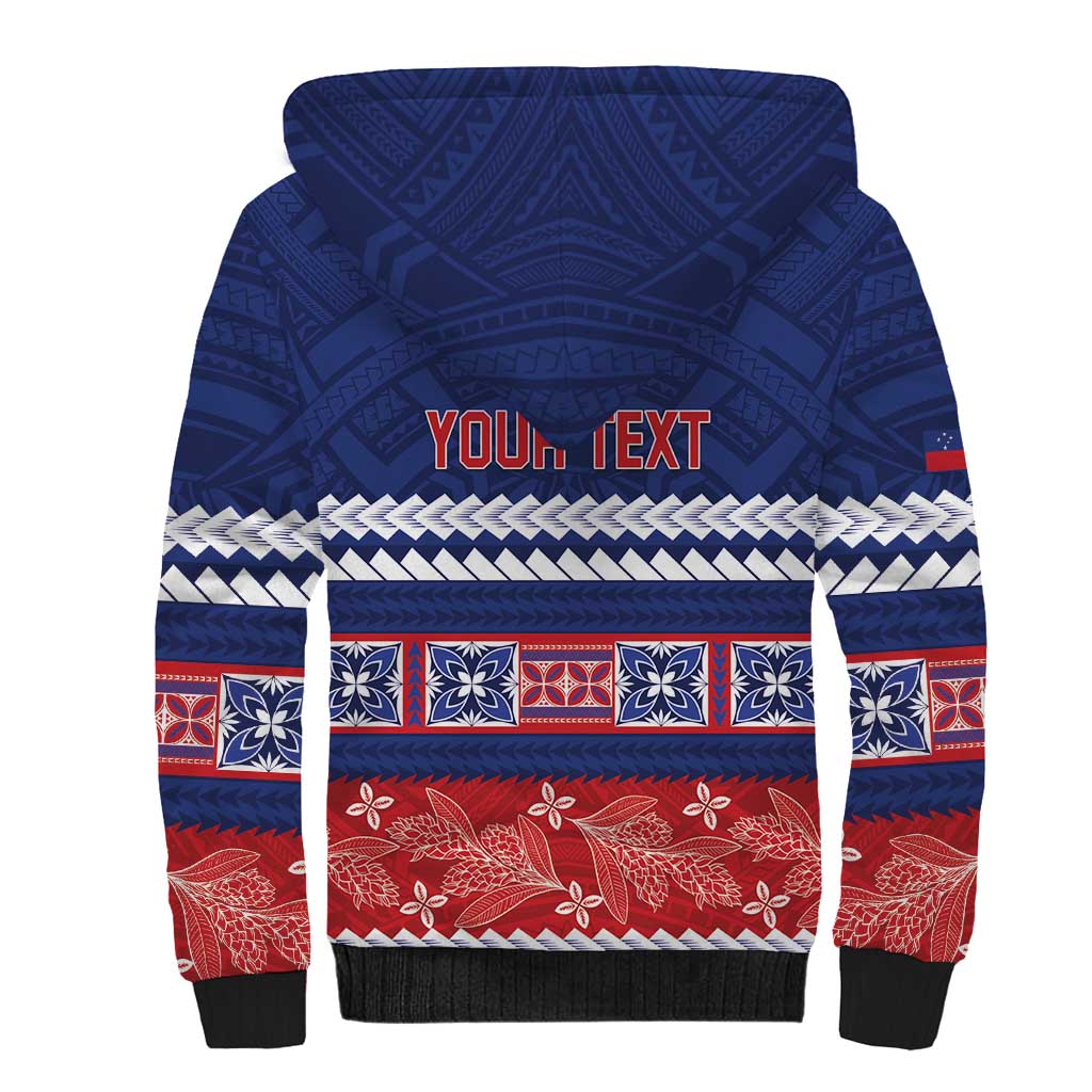 Personalised FAST Samoa Siapo Sherpa Hoodie Teuila Flowers Samoan Pattern - Polynesian Pride