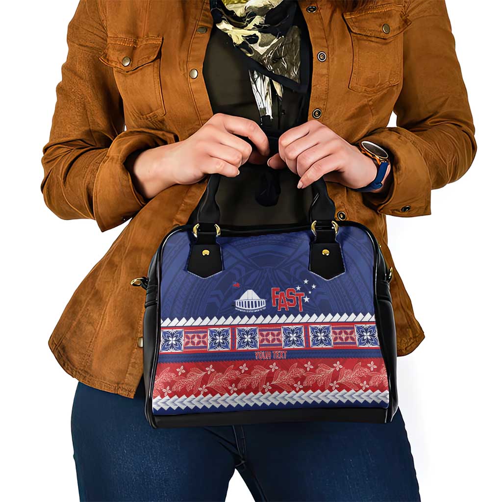 Personalised FAST Samoa Siapo Shoulder Handbag Teuila Flowers Samoan Pattern - Polynesian Pride