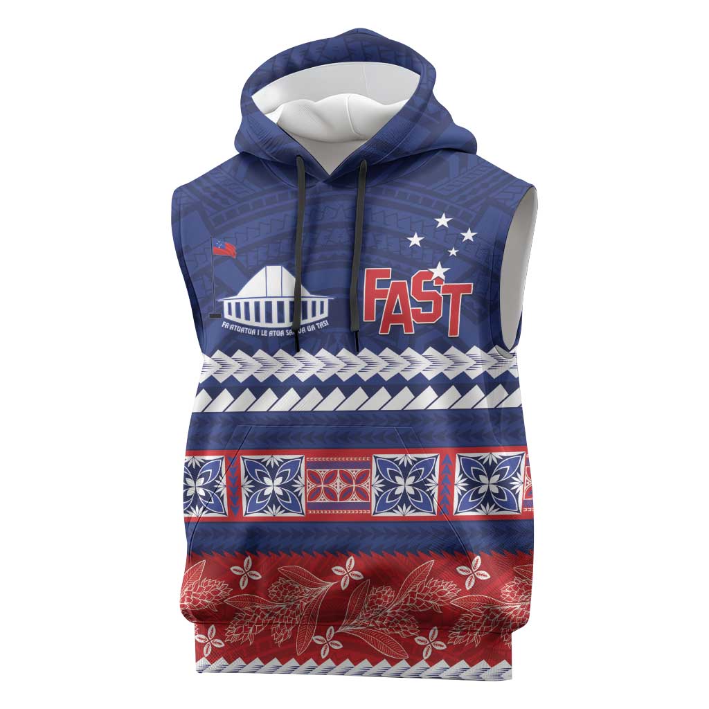 Personalised FAST Samoa Siapo Sleeveless Hoodie Teuila Flowers Samoan Pattern - Polynesian Pride