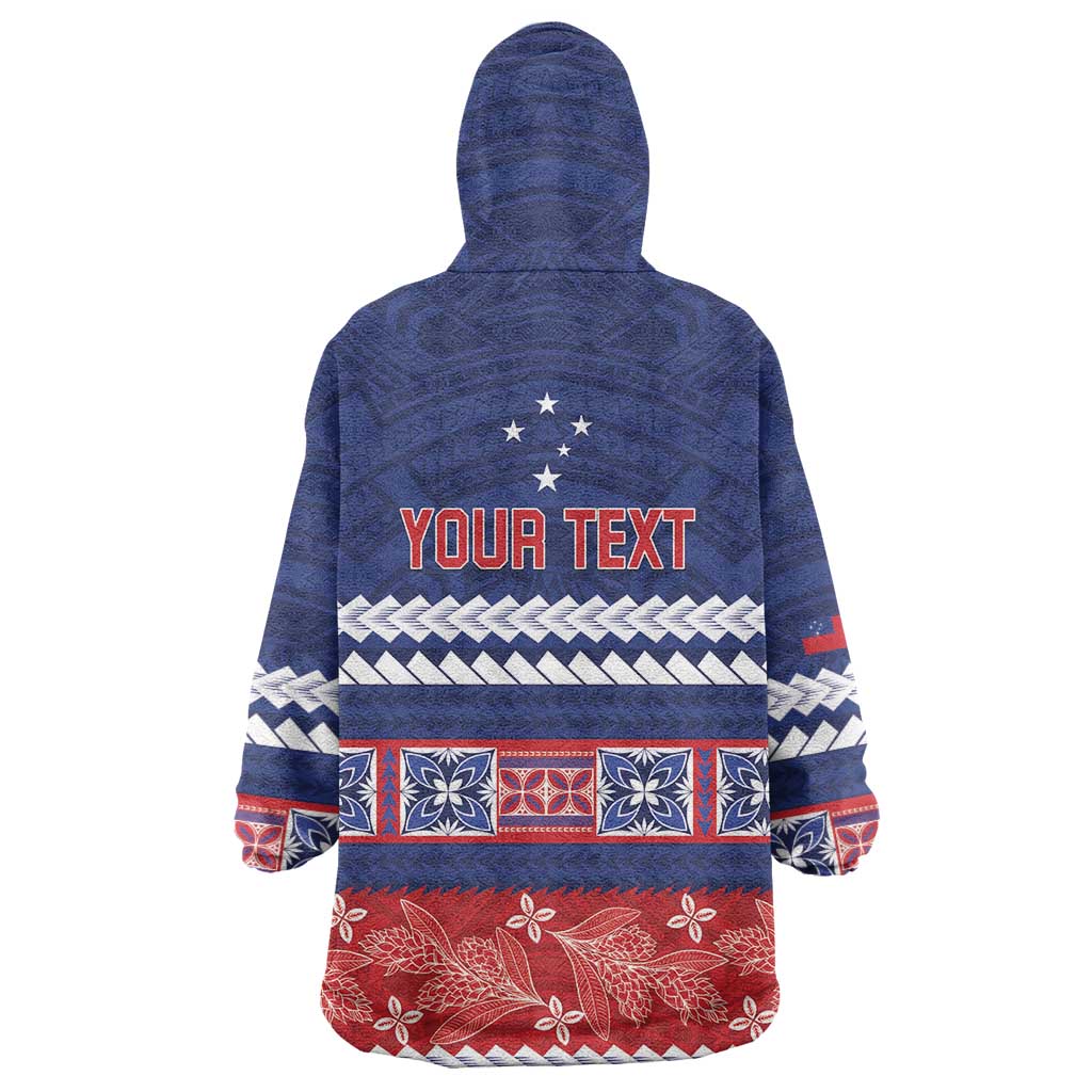 Personalised FAST Samoa Siapo Wearable Blanket Hoodie Teuila Flowers Samoan Pattern - Polynesian Pride