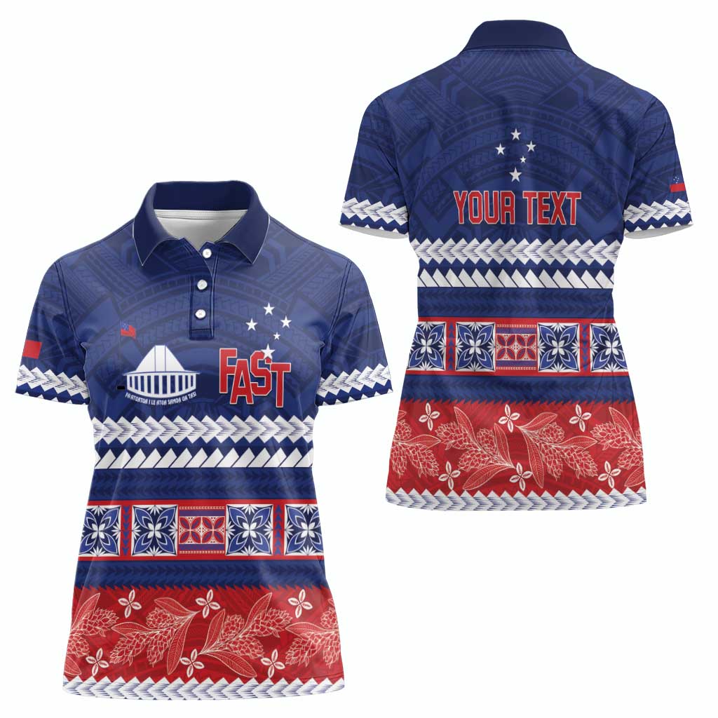 Personalised FAST Samoa Siapo Women Polo Shirt Teuila Flowers Samoan Pattern - Polynesian Pride