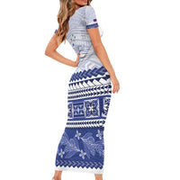 Personalised HRPP Samoa Siapo Family Matching Short Sleeve Bodycon Dress and Hawaiian Shirt Teuila Flowers Samoan Pattern - Polynesian Pride