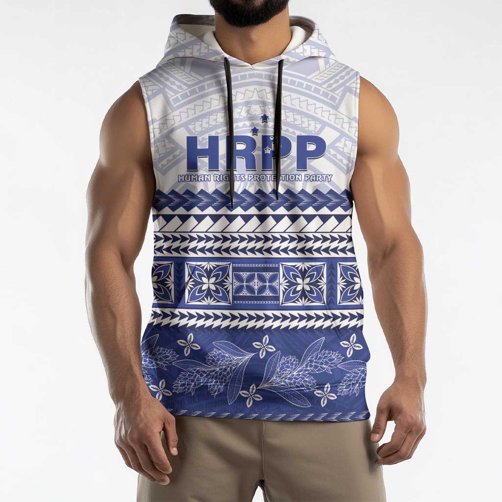Personalised HRPP Samoa Siapo Sleeveless Hoodie Teuila Flowers Samoan Pattern - Polynesian Pride
