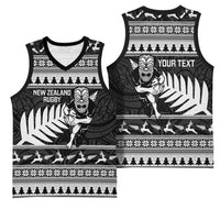 New Zealand Christmas Rugby Personalised Basketball Jersey Meri Kirihimete All Black Maori LT14 - Polynesian Pride